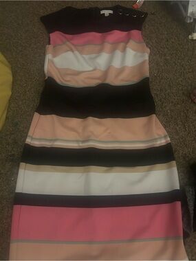 New York & Company Multicolor Striped Midi Sheath Dress